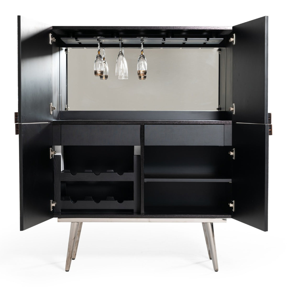 Macoy Modern Multicolor and Black Ash Wine Cabinet