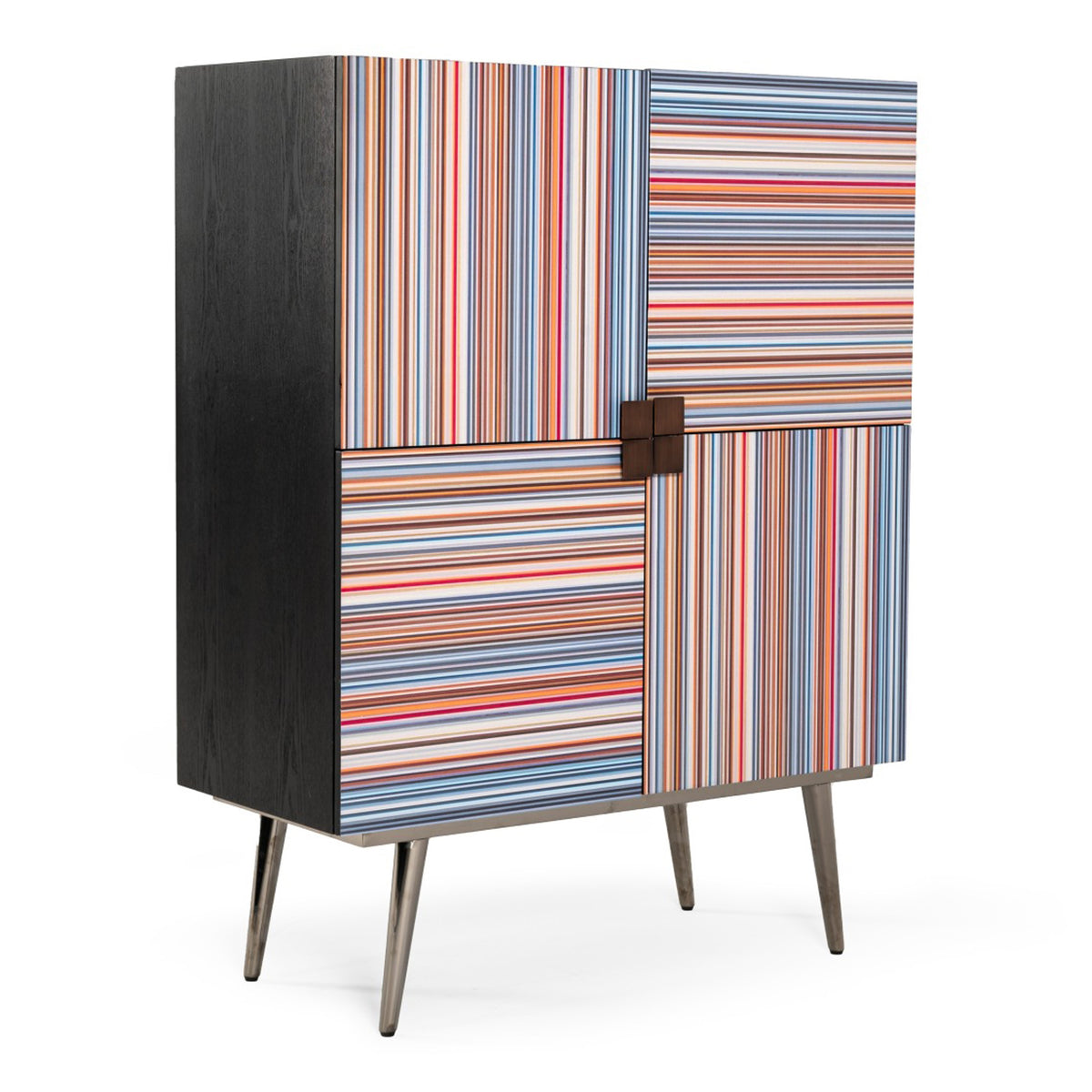 Macoy Modern Multicolor and Black Ash Wine Cabinet