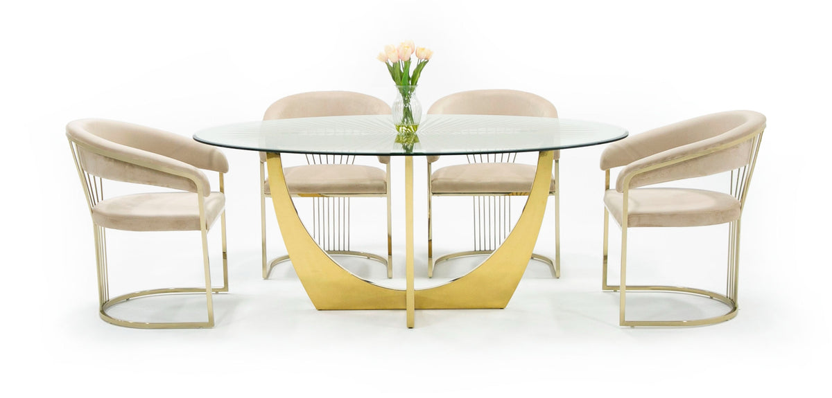 Chambers Glass & Gold Dining Table