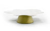 Gabbro Low Glam White Marble and Gold Coffee Table
