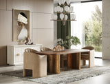 Marjorie Modern Walnut + Brushed Gold Rectangular Dining Table
