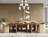 Marjorie Modern Walnut + Brushed Gold Rectangular Dining Table