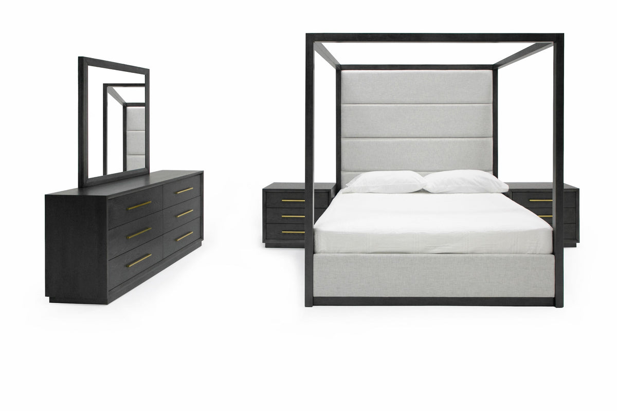 Manhattan- Contemporary Canopy Grey Bedroom Set-queen