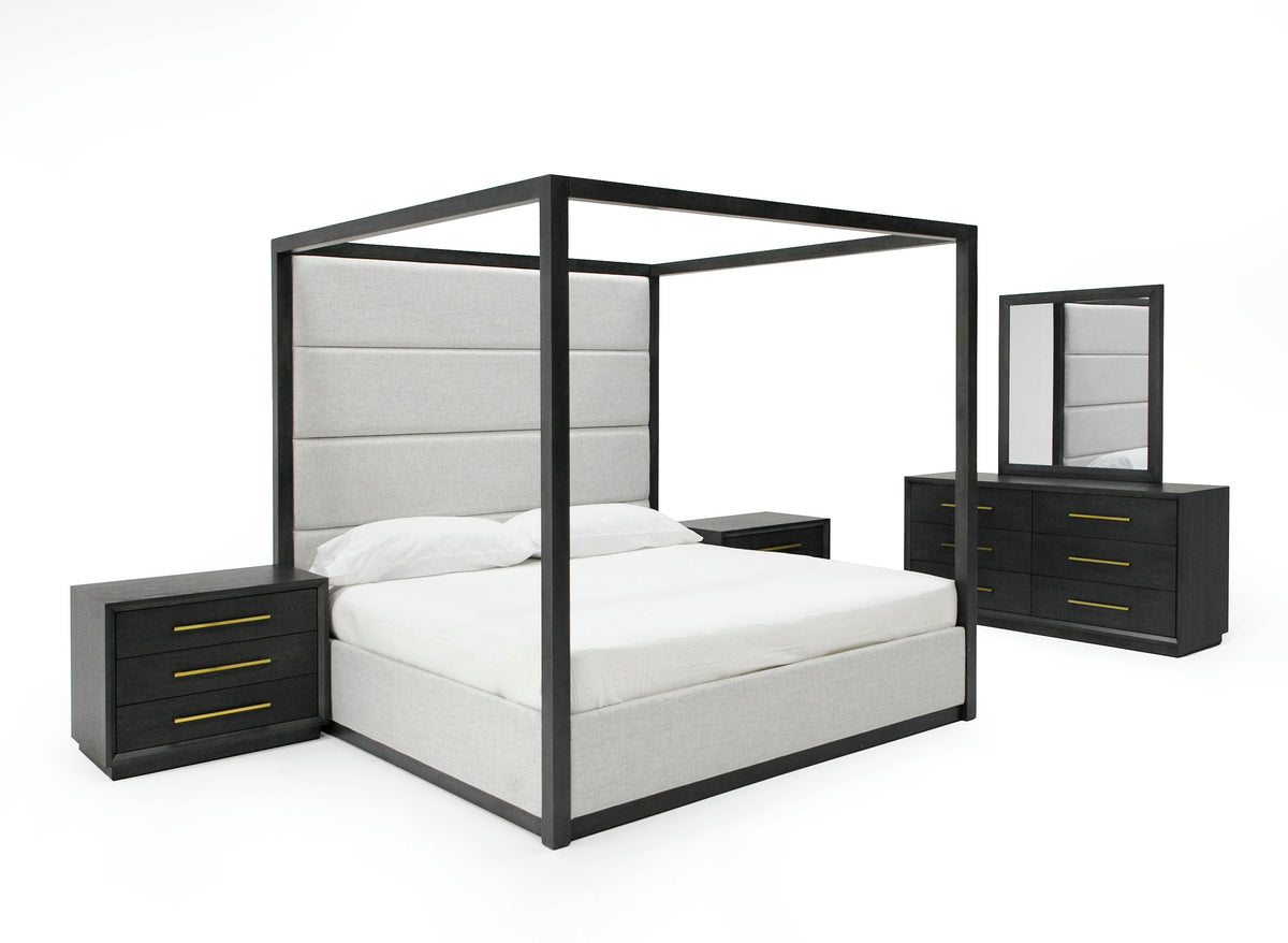 Manhattan- Contemporary Canopy Grey Bedroom Set-queen