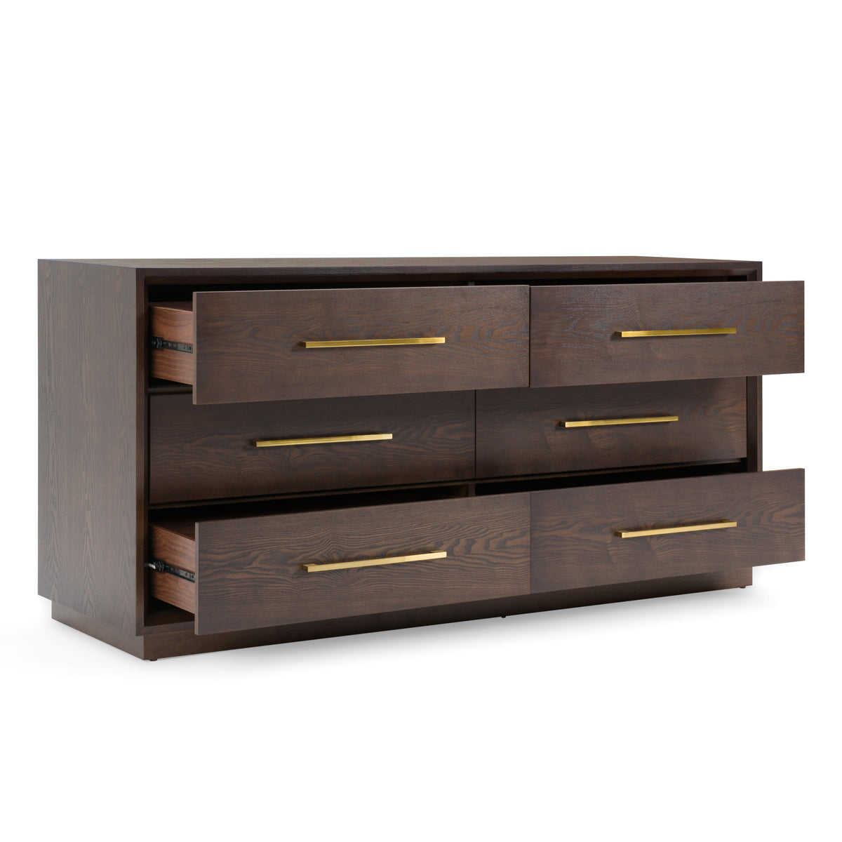 Manhattan Contemporary Brown Oak and Gold Dresser