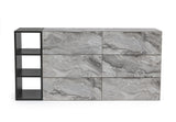Maranello Modern Grey Wash & Faux Marble Dresser