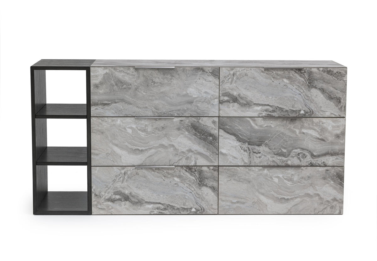 Maranello Modern Grey Wash & Faux Marble Dresser
