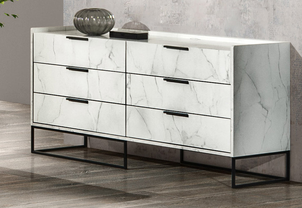Marbella Italian Modern White Marble Dresser
