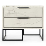 Marbella Italian Modern White Marble Nightstand