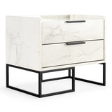 Marbella Italian Modern White Marble Nightstand