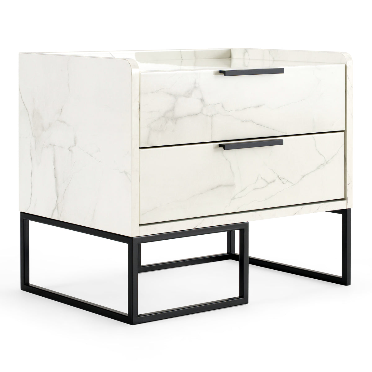 Marbella Italian Modern White Marble Nightstand