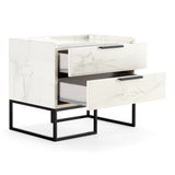 Marbella Italian Modern White Marble Nightstand