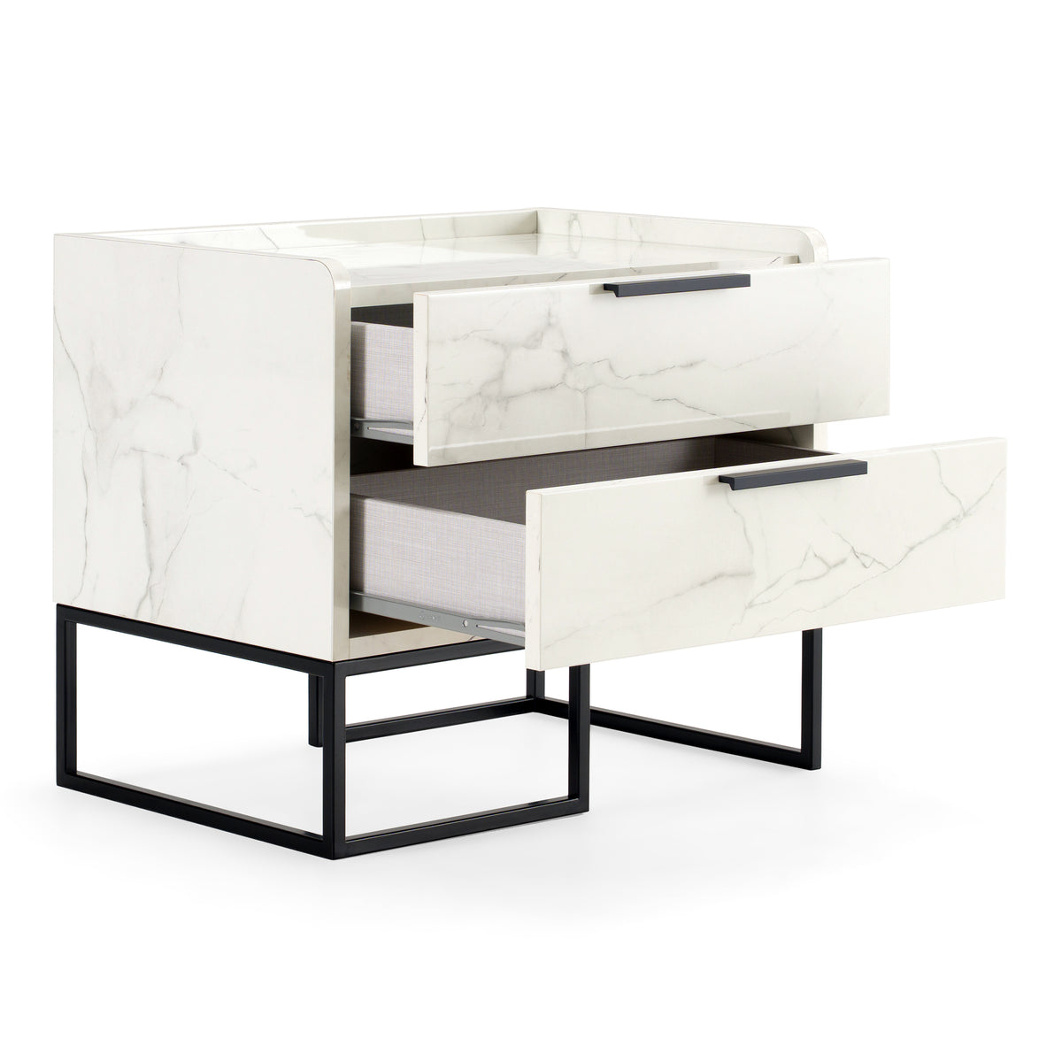 Marbella Italian Modern White Marble Nightstand