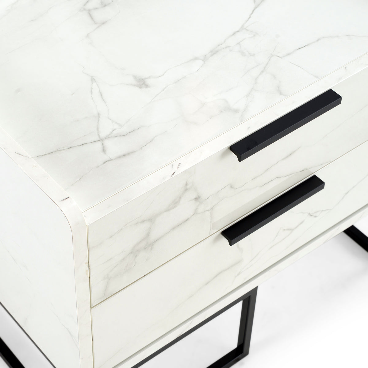 Marbella Italian Modern White Marble Nightstand
