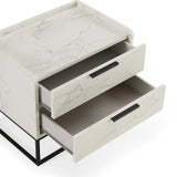 Marbella Italian Modern White Marble Nightstand