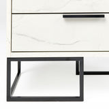 Marbella Italian Modern White Marble Bed with 2 Nightstands