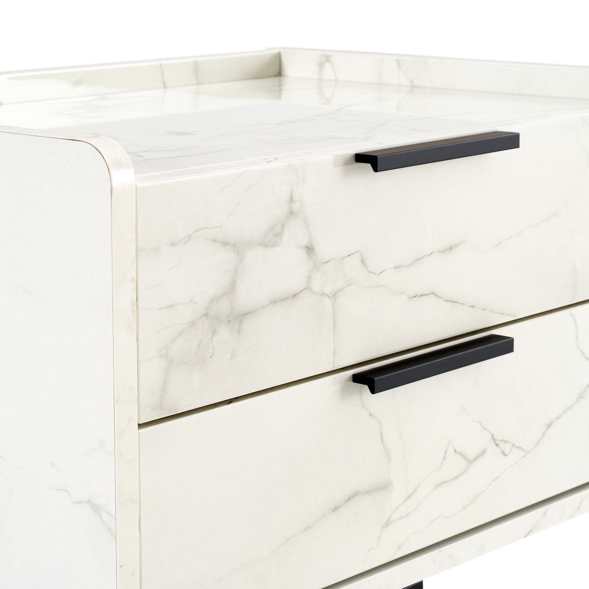 Marbella Italian Modern White Marble Nightstand