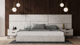Eastern King Marbella Italian Modern White Marble Bed with 2 Nightstands