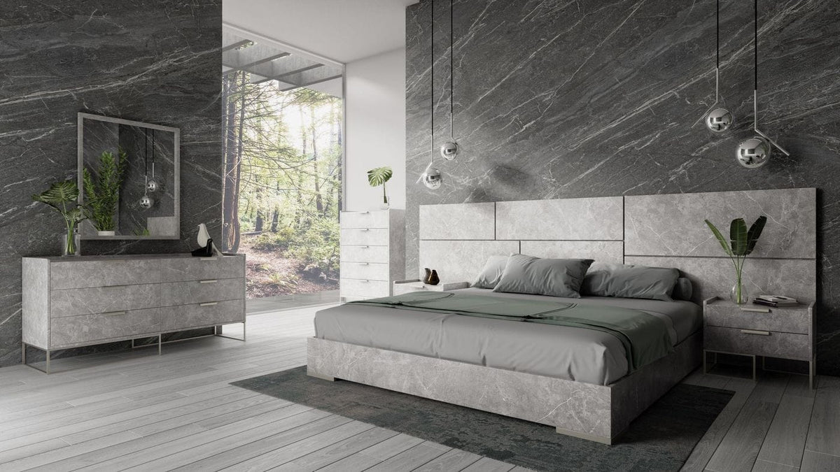 Eastern King Marbella Italian Modern Grey Bed Set