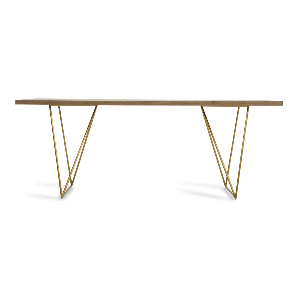 Marcia Mid-Century Tobacco & Antique Brass Dining Table