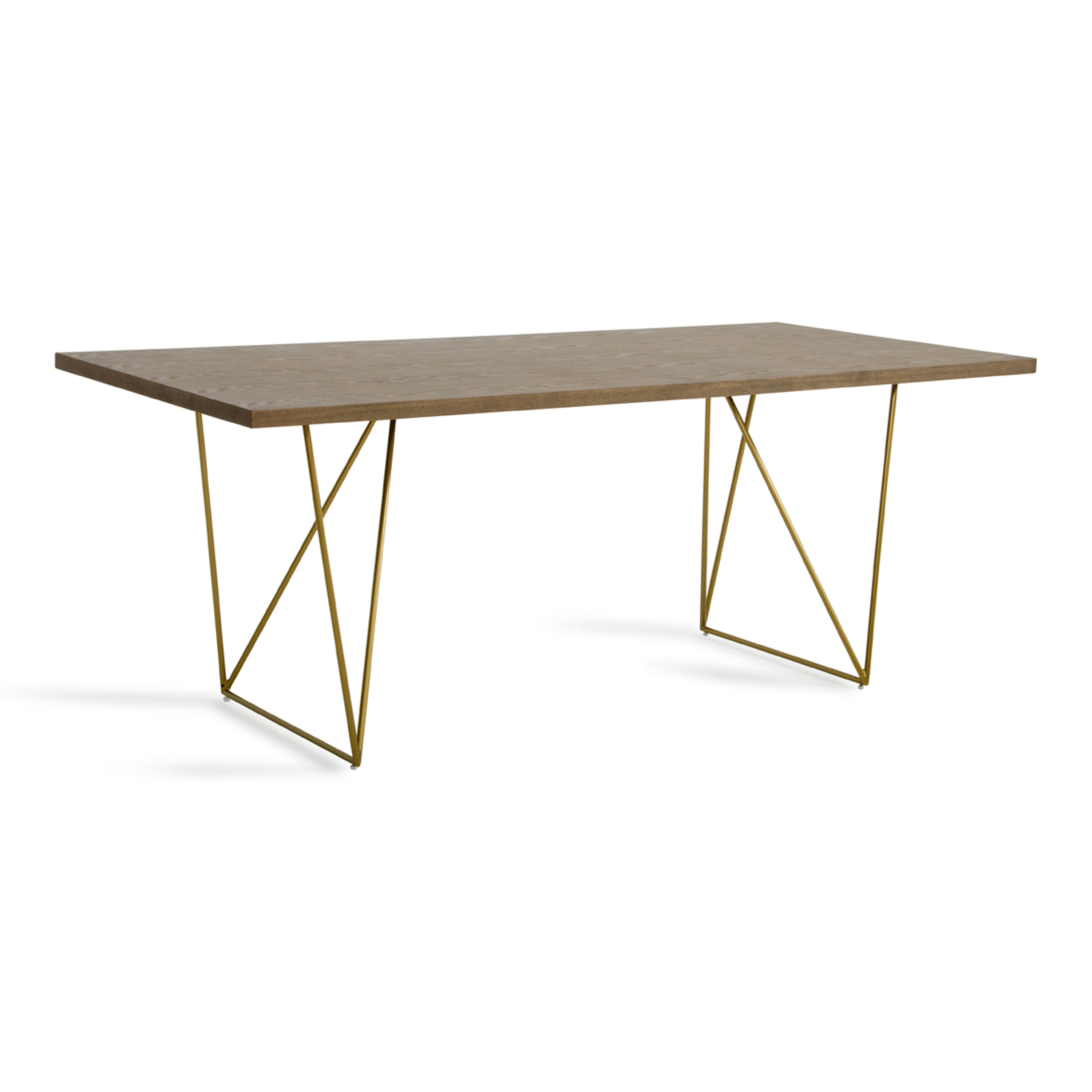 Marcia Mid-Century Tobacco and Antique Brass Dining Table