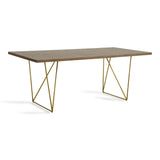 Marcia Mid-Century Tobacco and Antique Brass Dining Table