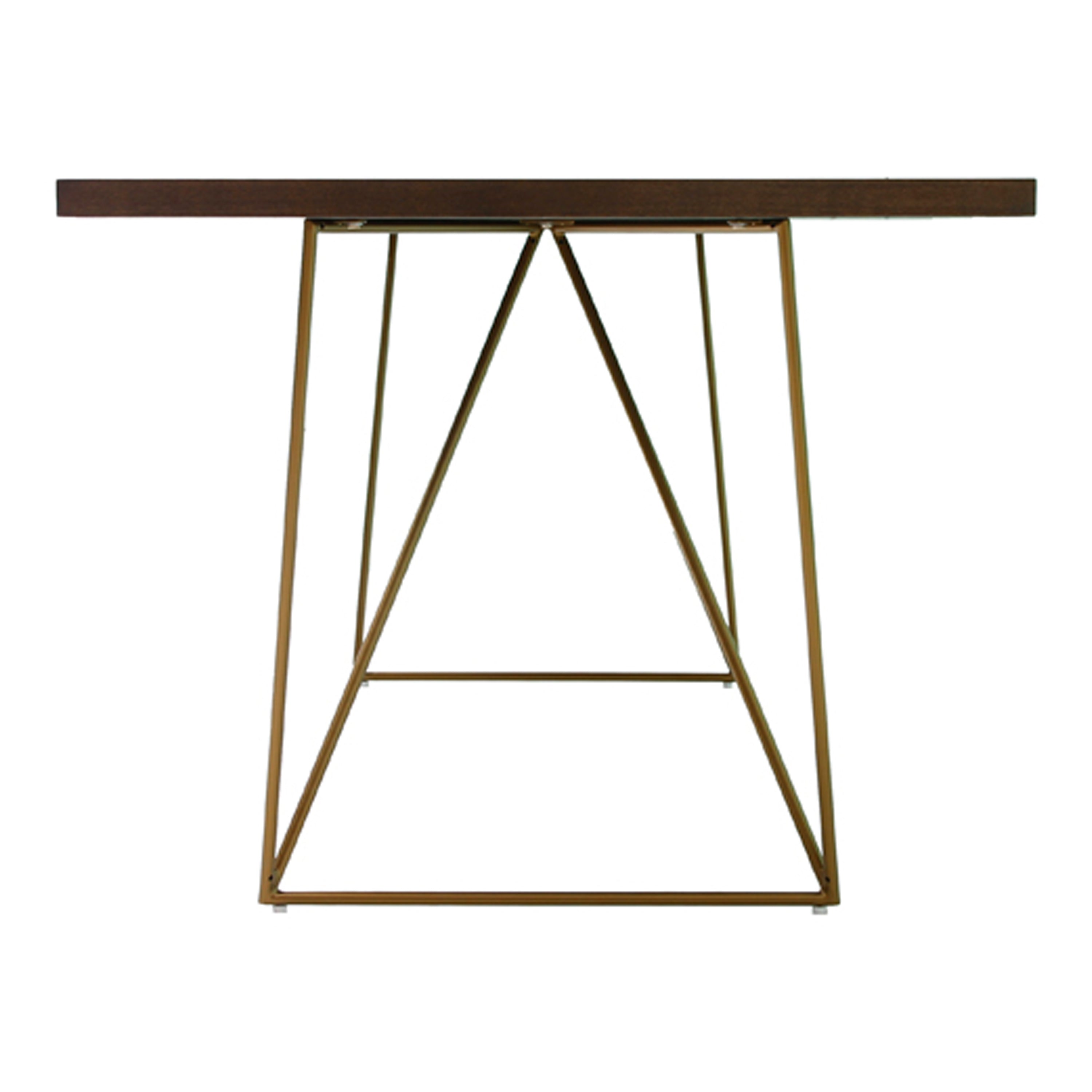 Marcia Mid-Century Tobacco and Antique Brass Dining Table