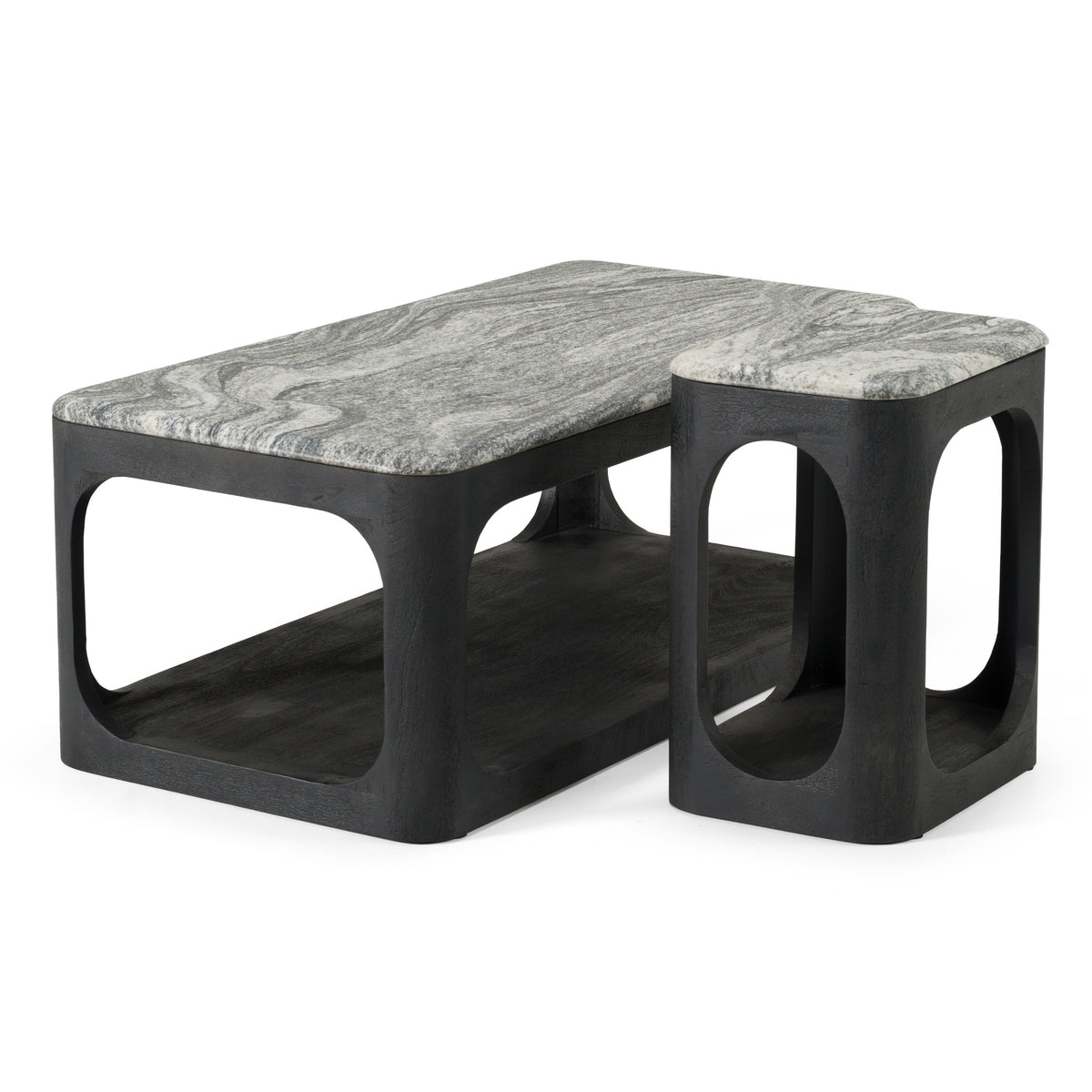Marco Modern Black & White Granite End Table