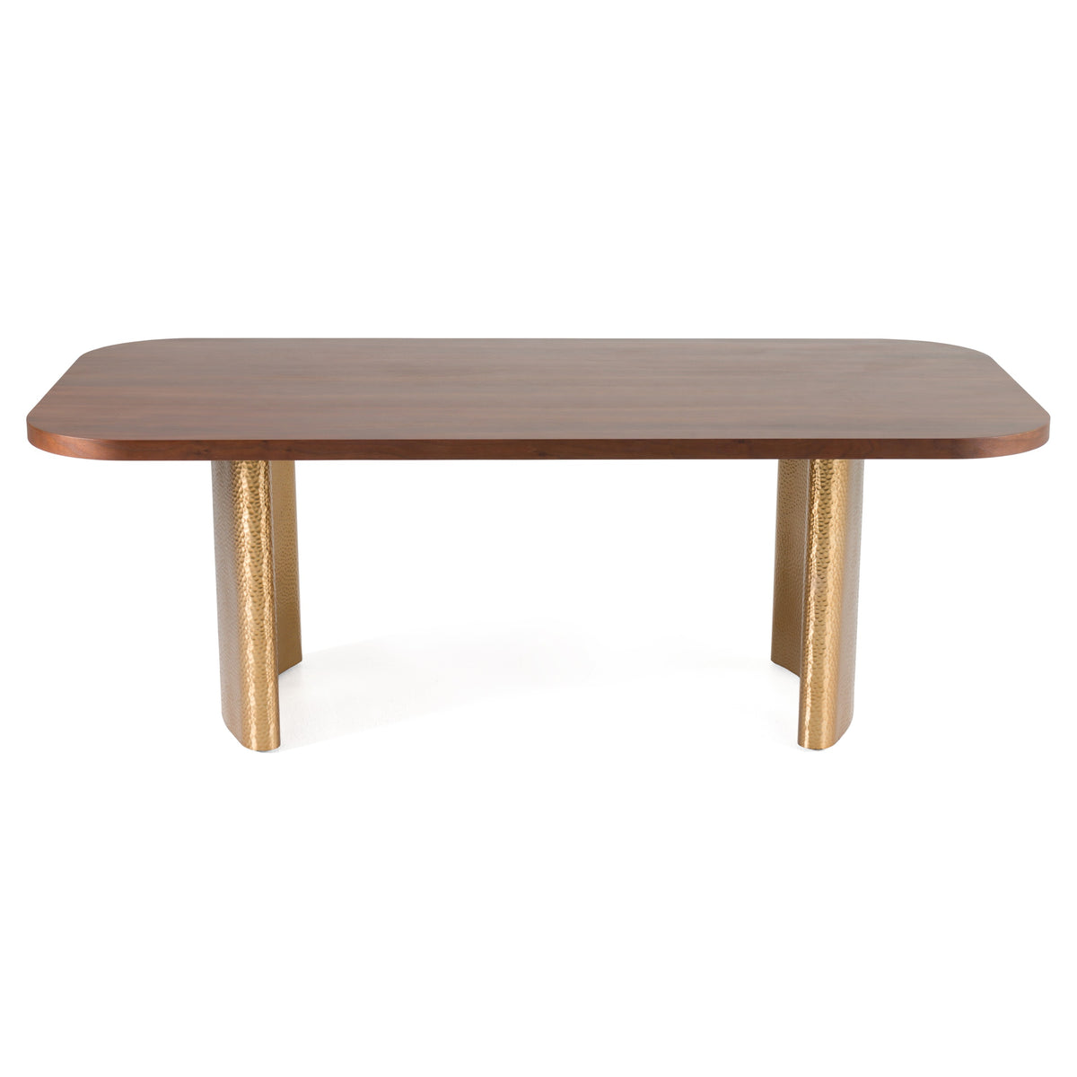 Marjorie Modern Walnut + Brushed Gold Rectangular Dining Table