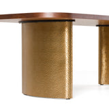 Marjorie Modern Walnut + Brushed Gold Rectangular Dining Table