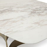 Marmot White Marble and Champagne Gold Dining Table