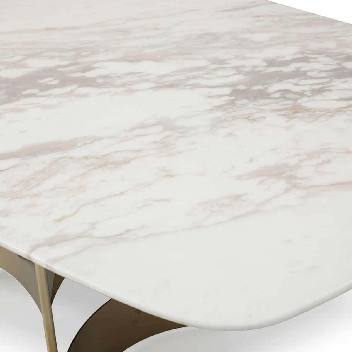 Marmot White Marble and Champagne Gold Dining Table