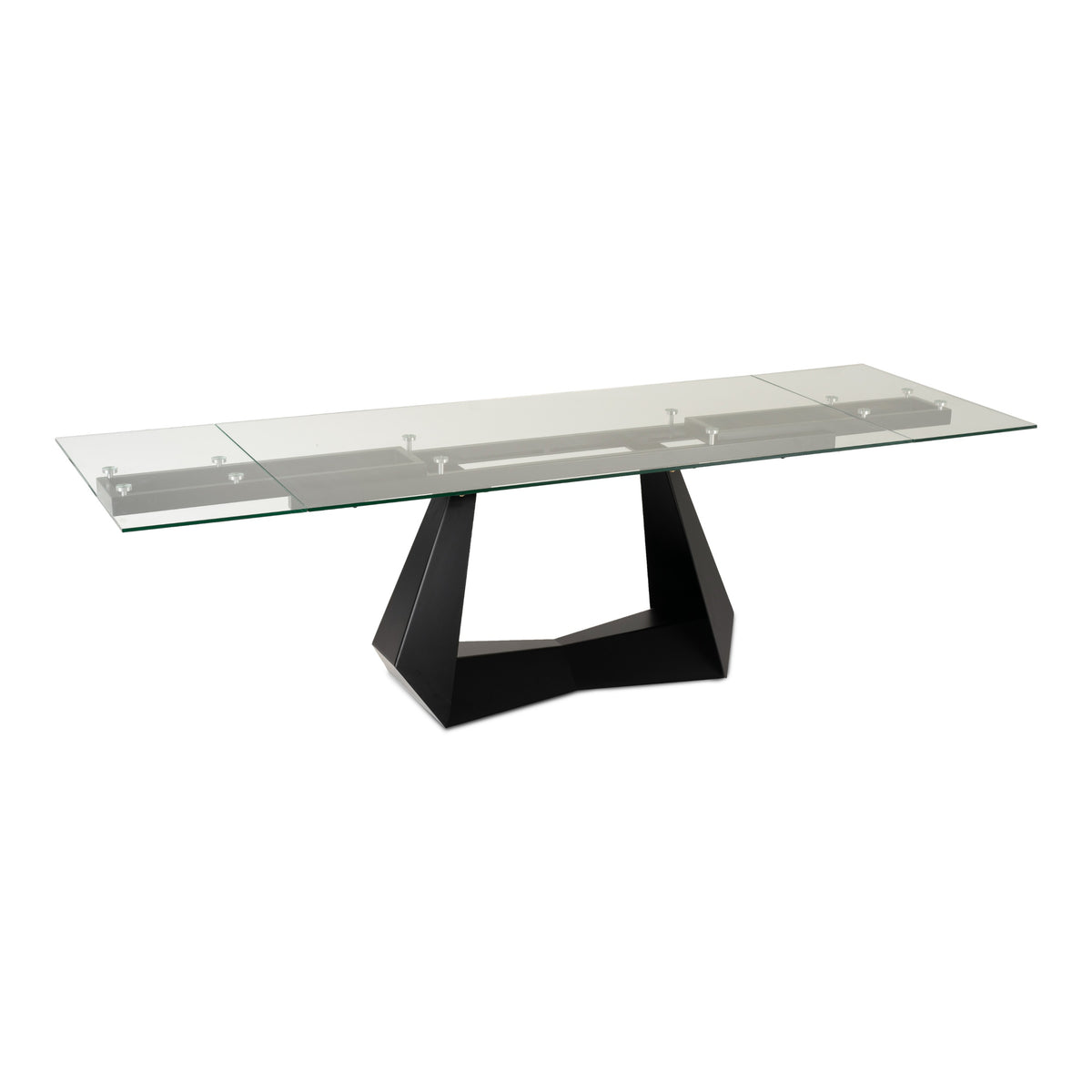Maroney Modern Black and Glass Extendable 70.5"/106" Dining Table