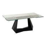 Maroney Modern Black and Glass Extendable 70.5"/106" Dining Table