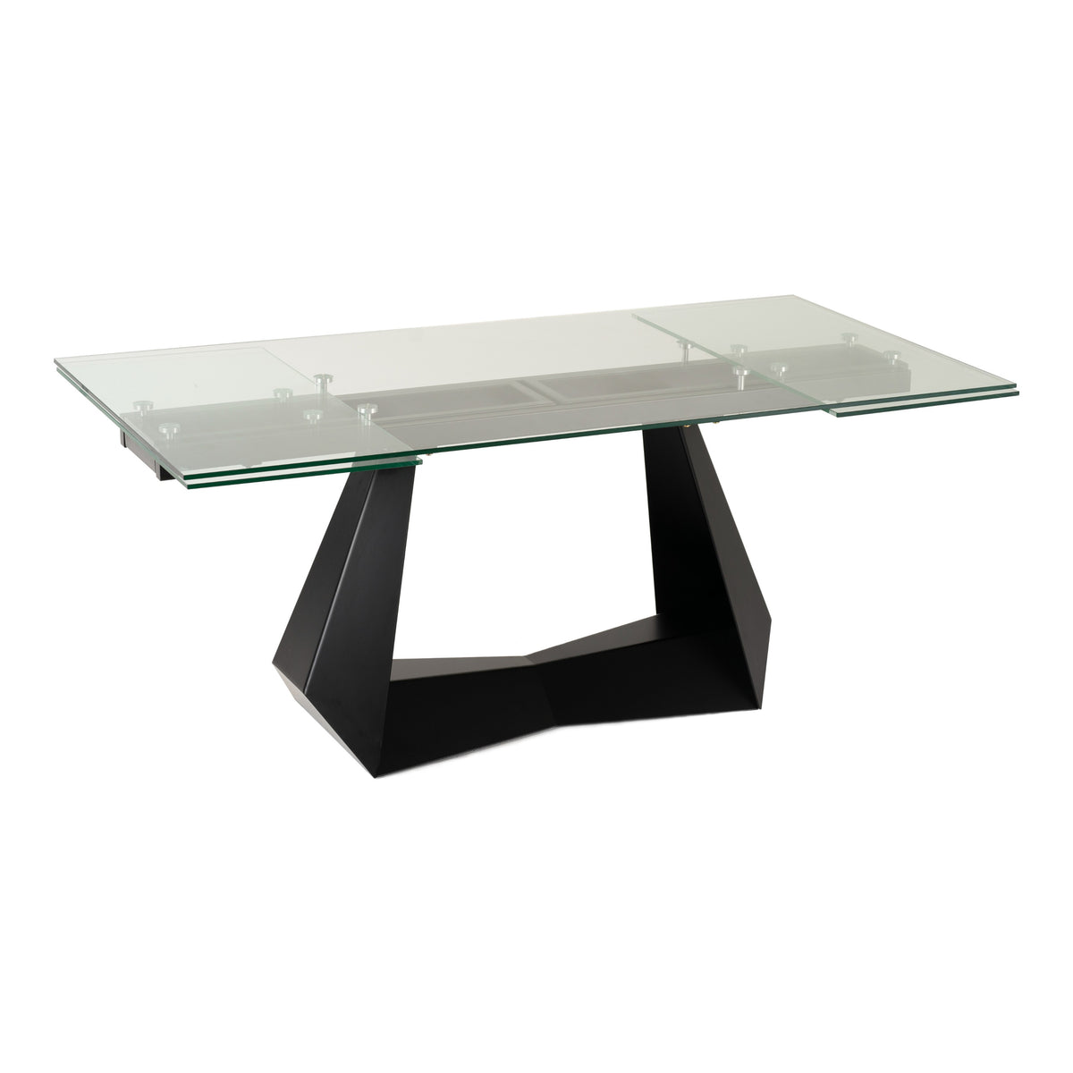 Maroney Modern Black and Glass Extendable 70.5"/106" Dining Table