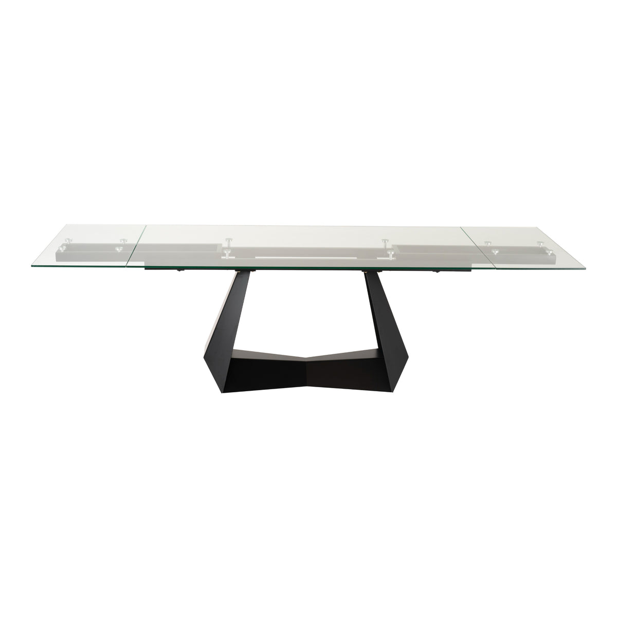 Maroney Modern Black and Glass Extendable 70.5"/106" Dining Table