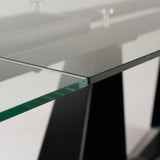 Maroney Modern Black and Glass Extendable 70.5"/106" Dining Table