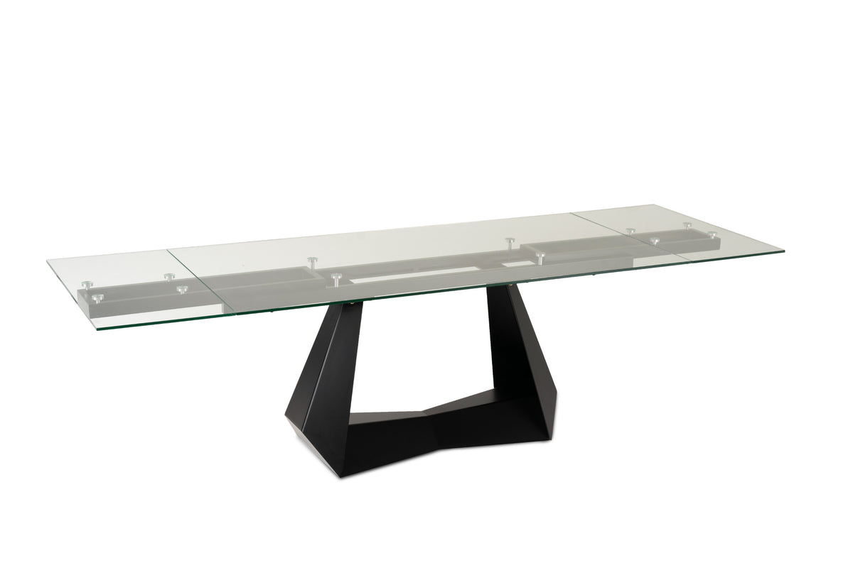 Mielcasa | Black Modrest Maroney Modern Black and Glass Extendable 70.5" | 106" Dining Table | SKU VGNS-GD8780-B | MPN: 80331 | Free Delivery & Free Return