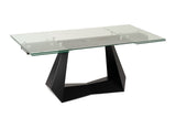 Maroney Modern Black and Glass Extendable 70.5"/106" Dining Table