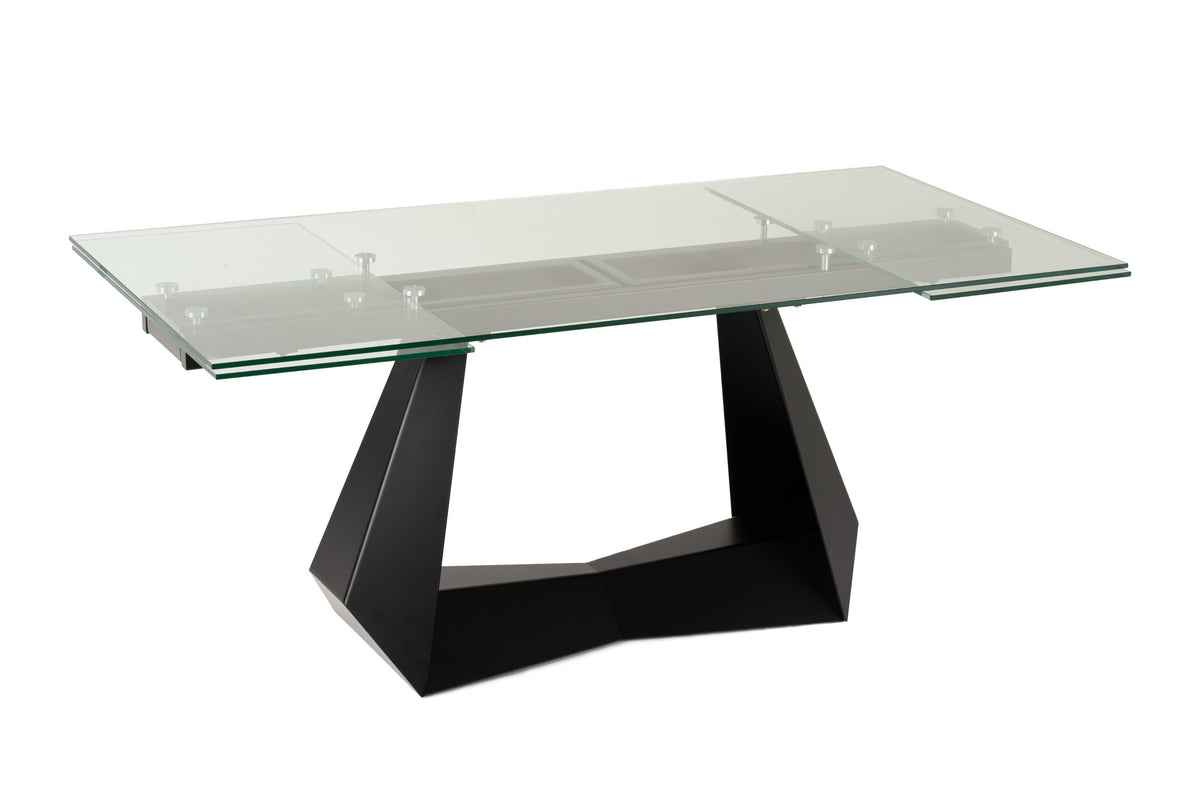 Maroney Modern Black and Glass Extendable 70.5"/106" Dining Table