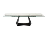 Maroney Modern Black and Glass Extendable 70.5"/106" Dining Table