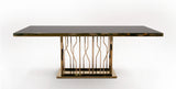Marston Modern Black Glass & Rosegold Dining Table