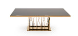 Marston Modern Black Glass & Rosegold Dining Table