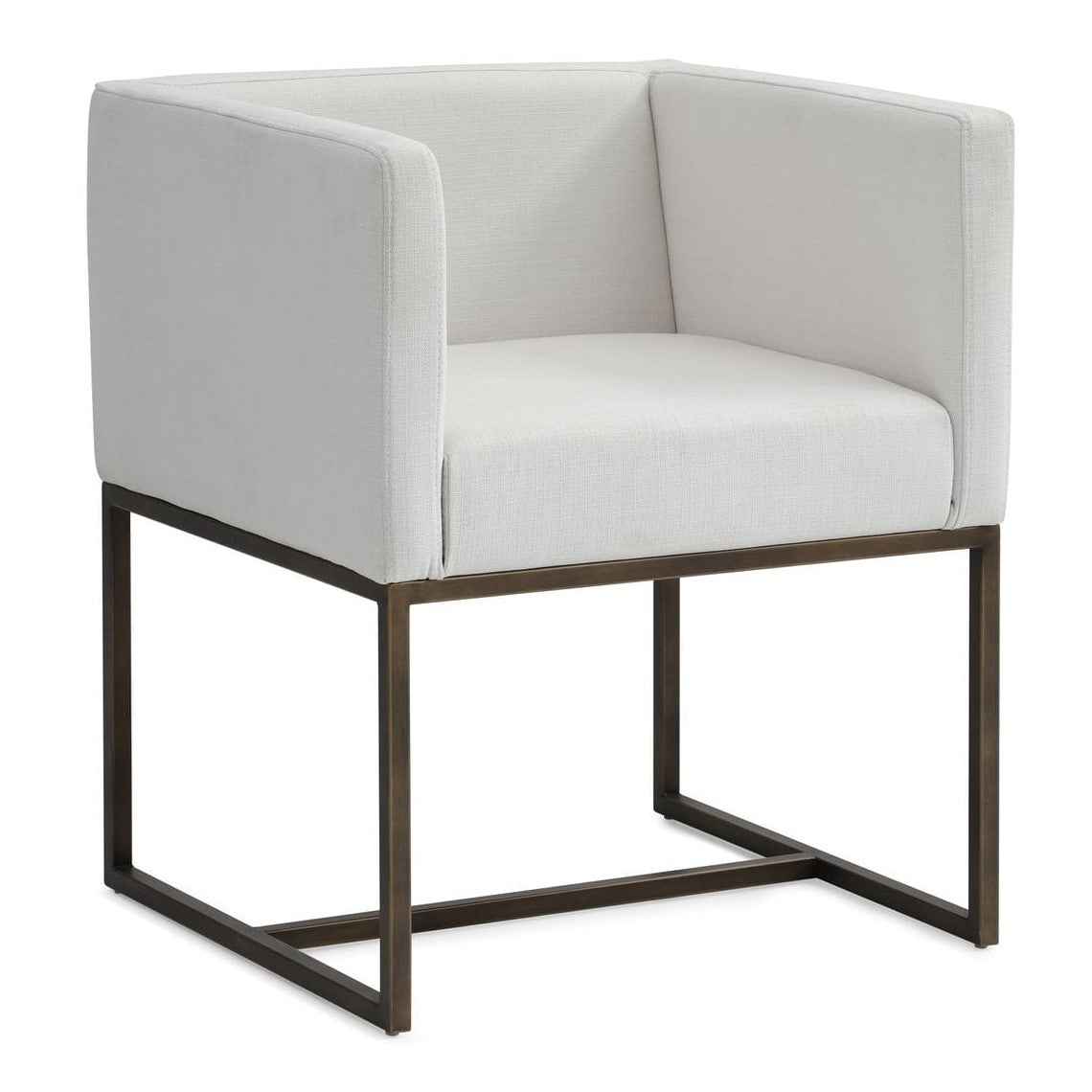 Marty Modern Off-White & Copper Antique Brass Dining Chair