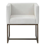 Marty Modern Off-White & Copper Antique Brass Dining Chair