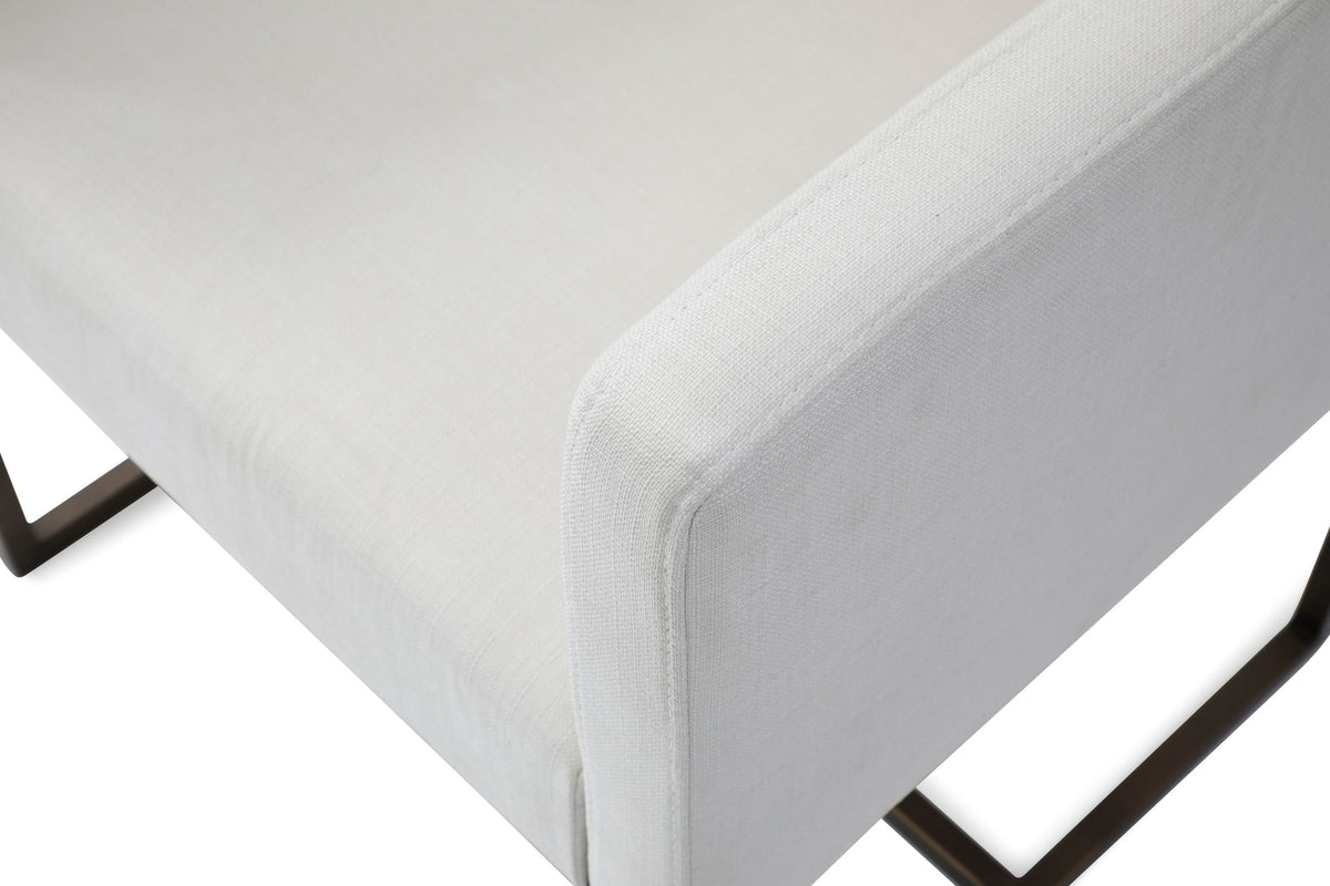 Marty Modern Off-White & Copper Antique Brass Dining Chair