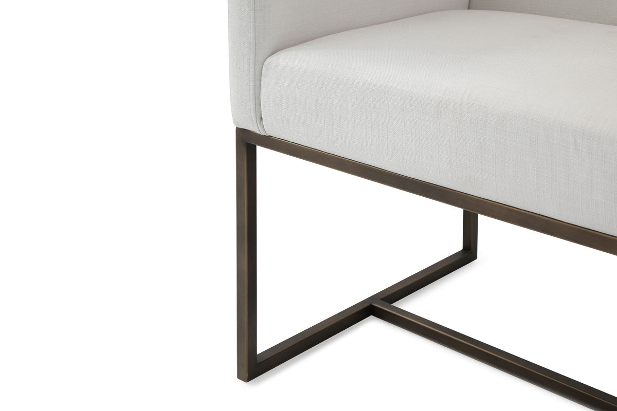 Marty Modern Off-White & Copper Antique Brass Dining Chair