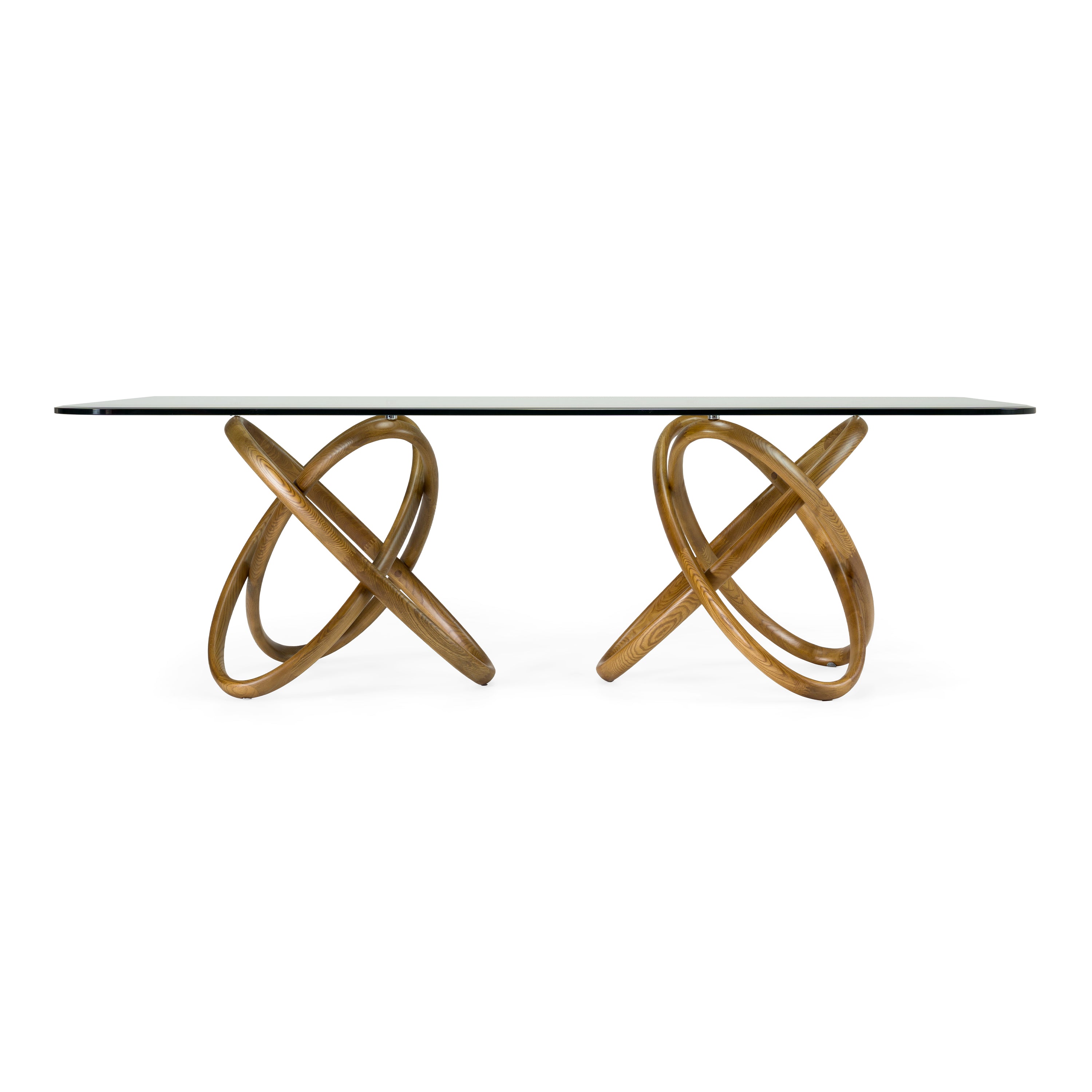 Mason Modern Glass and Walnut Dining Table