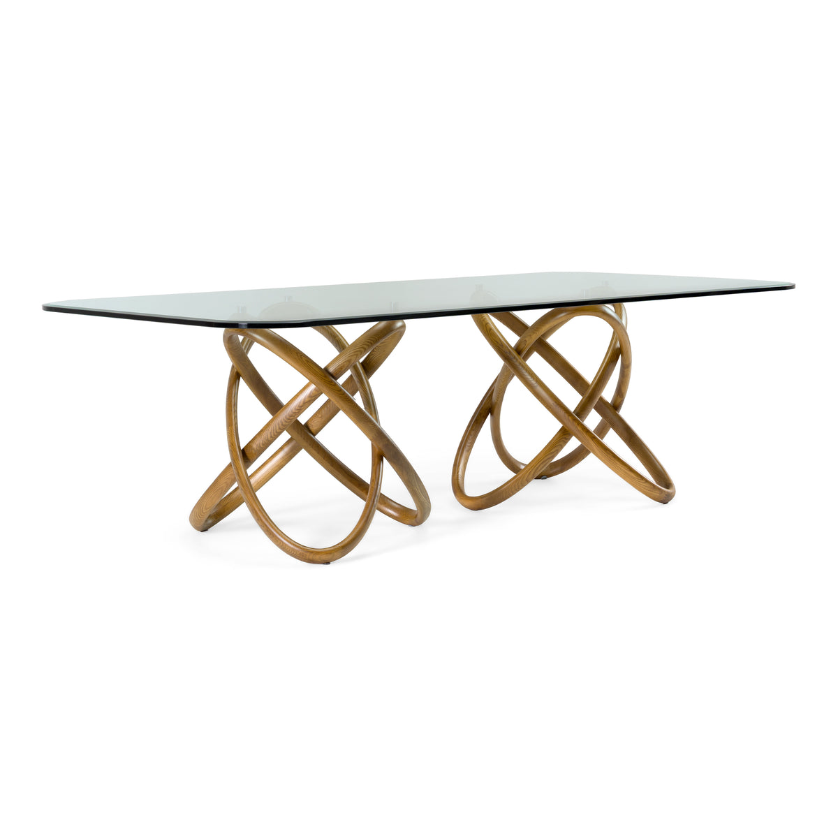 Mason Modern Glass and Walnut Dining Table