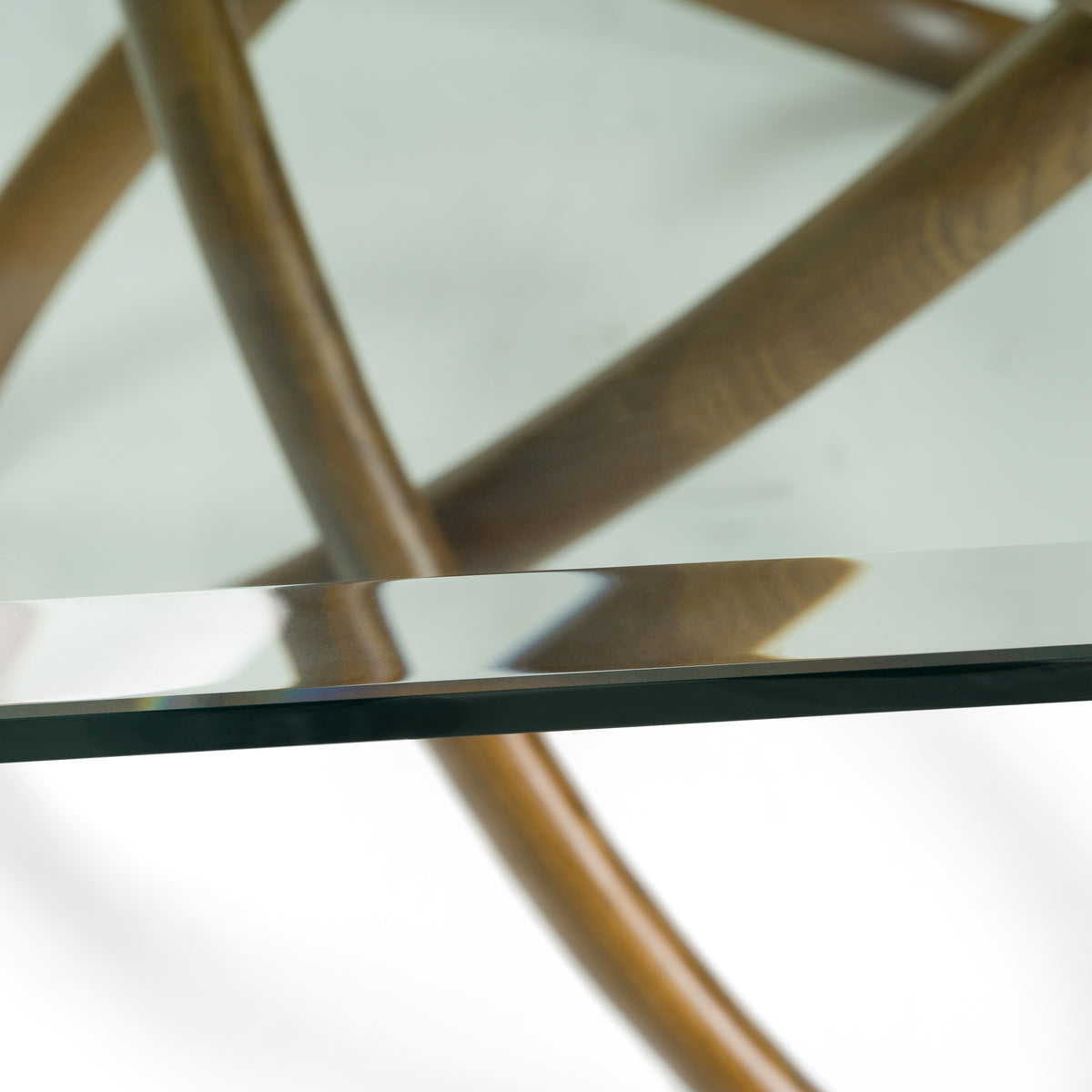 Mason Modern Glass and Walnut Dining Table